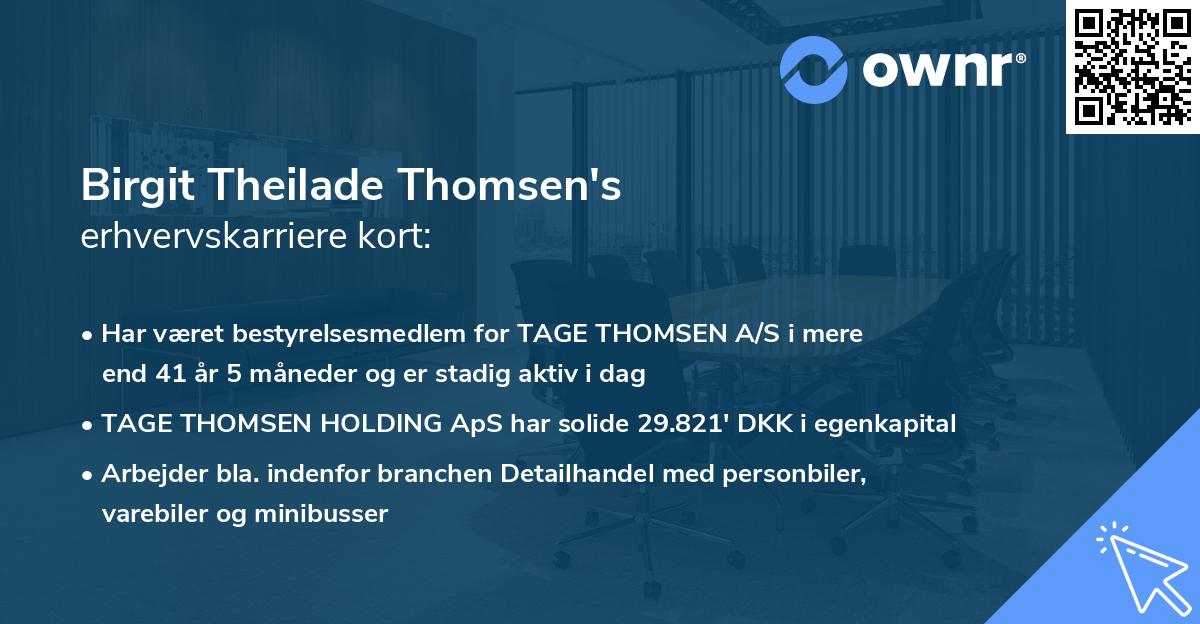 Birgit Theilade Thomsen's erhvervskarriere kort