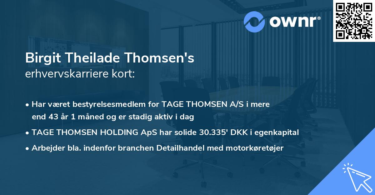 Birgit Theilade Thomsen's erhvervskarriere kort