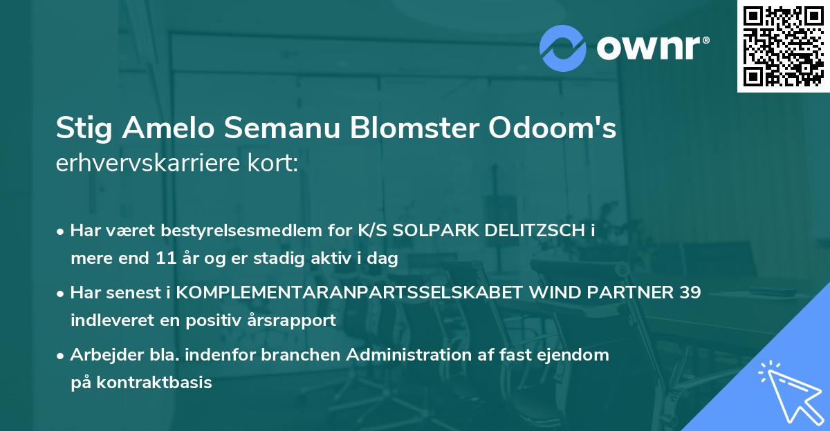 Stig Amelo Semanu Blomster Odoom's erhvervskarriere kort
