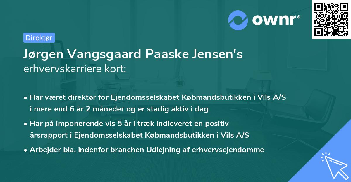 Jørgen Vangsgaard Paaske Jensen's erhvervskarriere kort