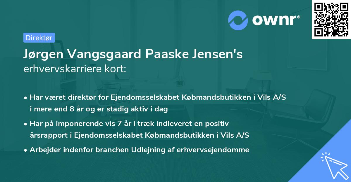 Jørgen Vangsgaard Paaske Jensen's erhvervskarriere kort