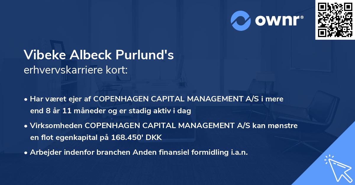Vibeke Albeck Purlund's erhvervskarriere kort