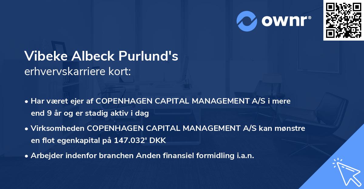 Vibeke Albeck Purlund's erhvervskarriere kort
