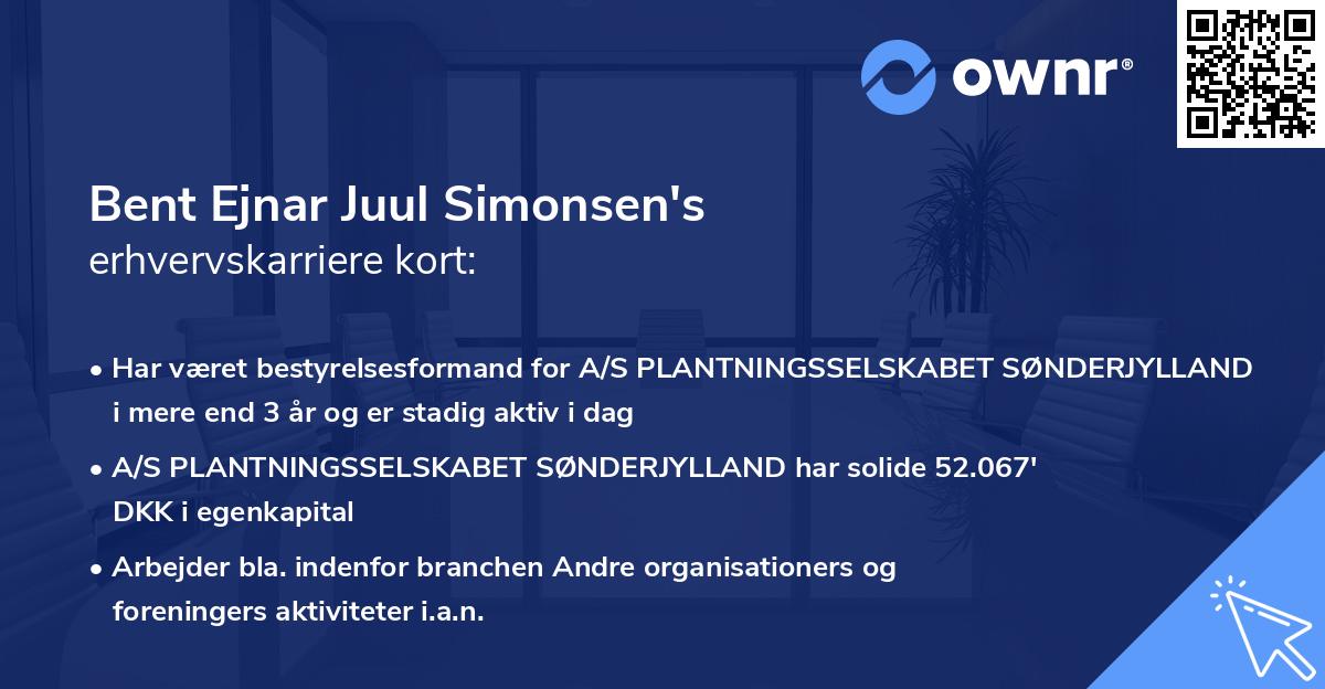 Bent Ejnar Juul Simonsen's erhvervskarriere kort