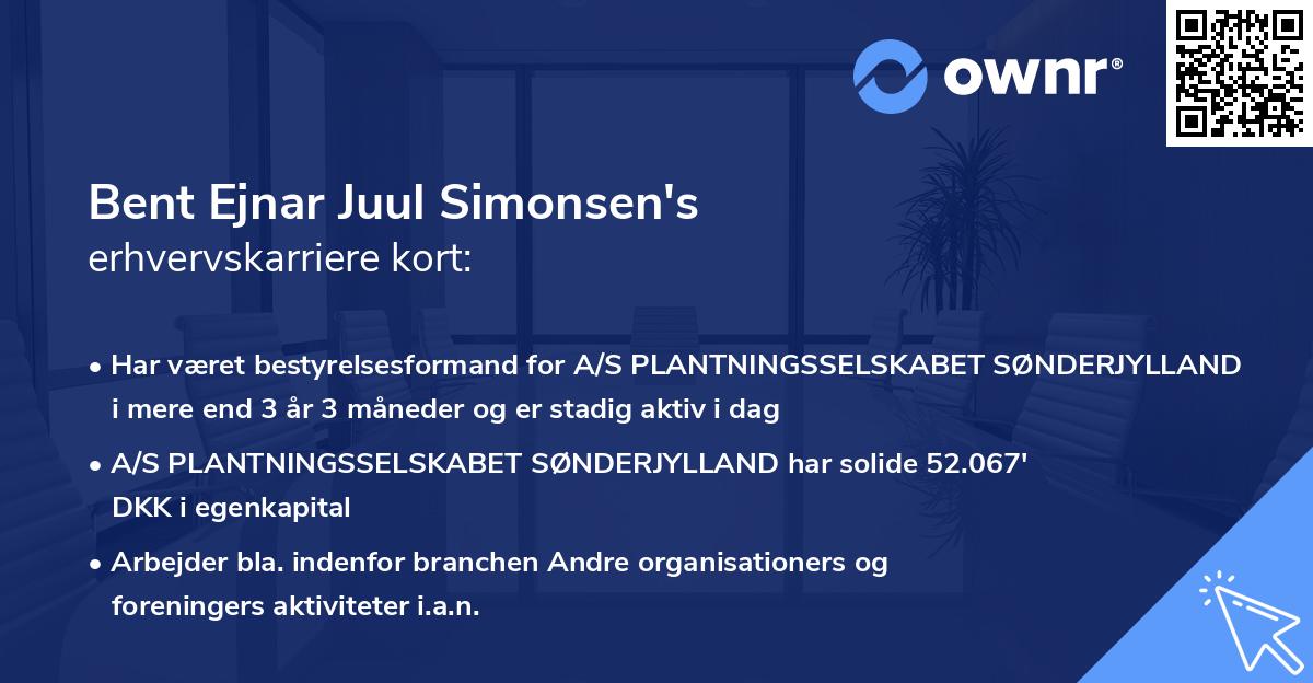 Bent Ejnar Juul Simonsen's erhvervskarriere kort
