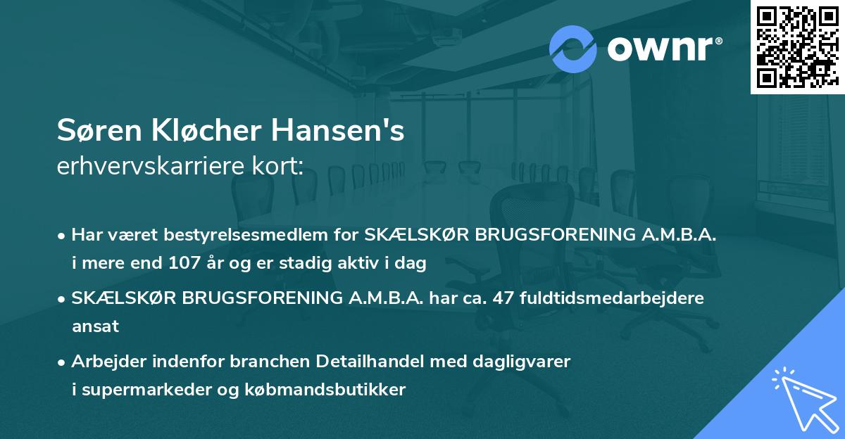 Søren Kløcher Hansen's erhvervskarriere kort