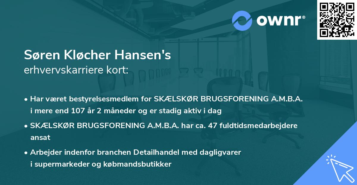 Søren Kløcher Hansen's erhvervskarriere kort