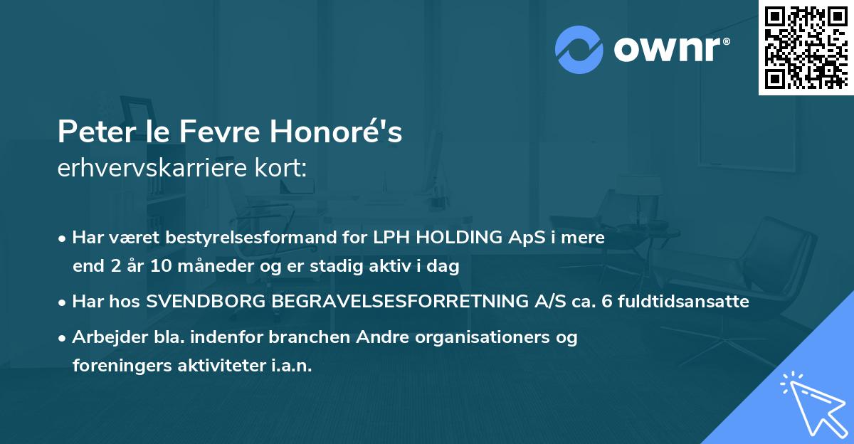 Peter le Fevre Honoré's erhvervskarriere kort