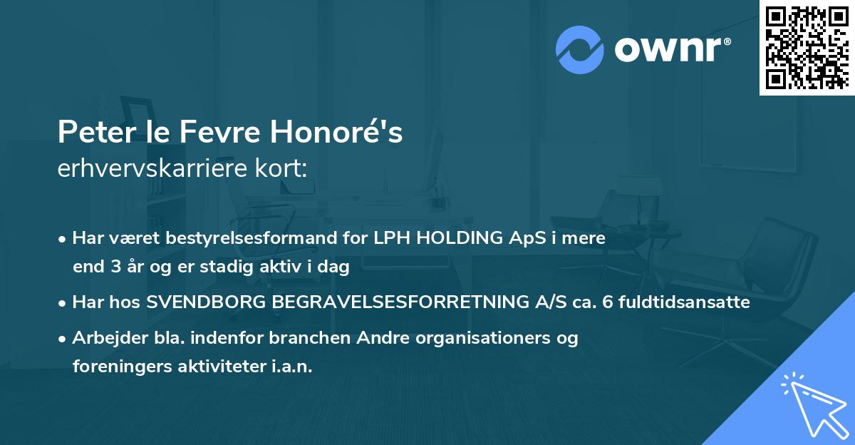 Peter le Fevre Honoré's erhvervskarriere kort