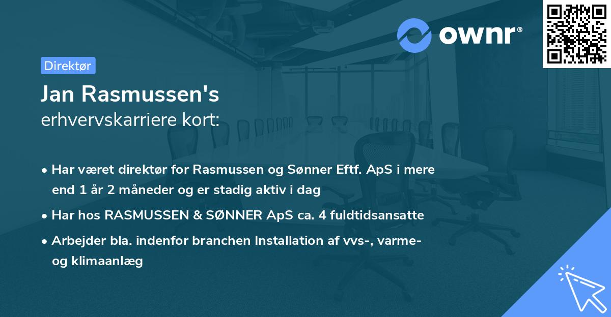 Jan Rasmussen's erhvervskarriere kort