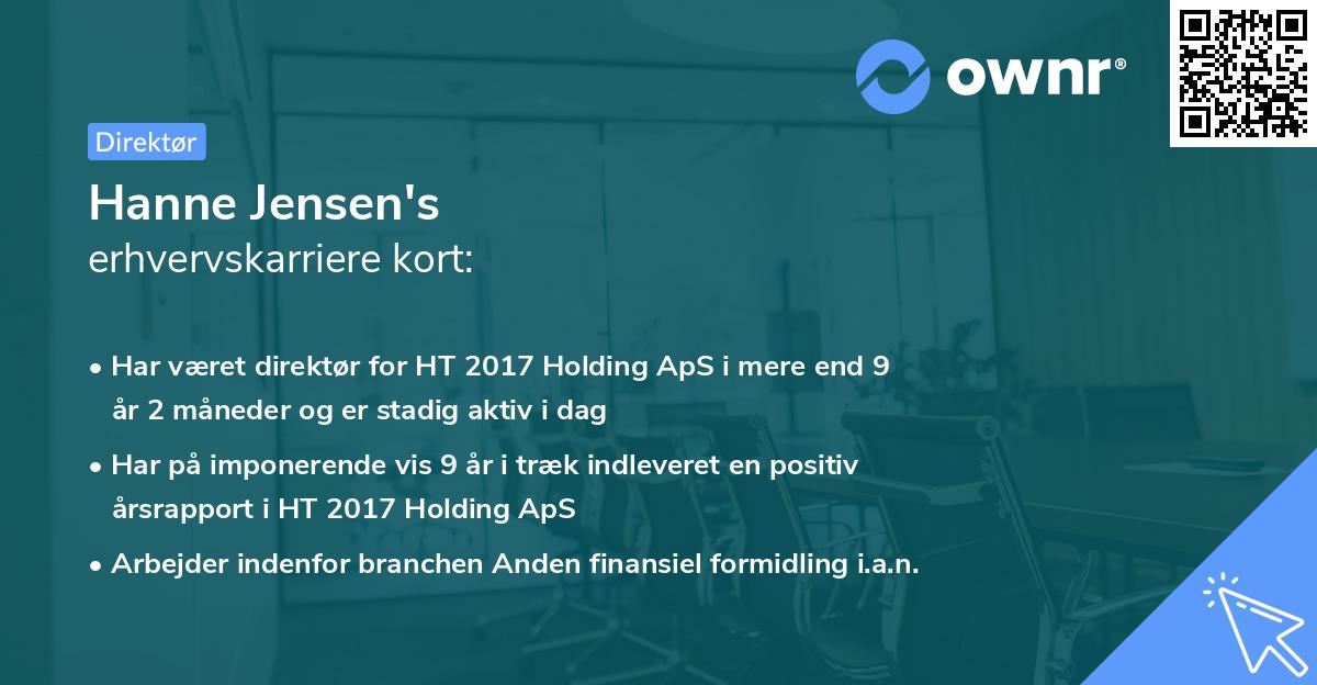 Hanne Jensen's erhvervskarriere kort