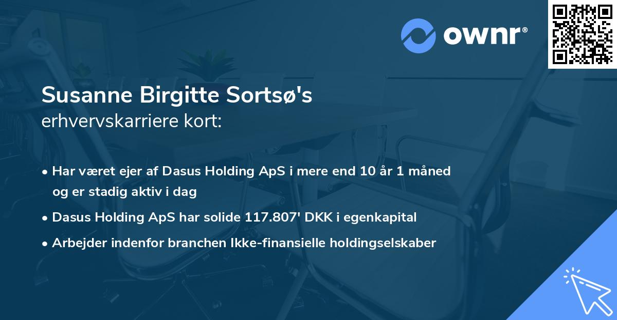 Susanne Birgitte Sortsø's erhvervskarriere kort