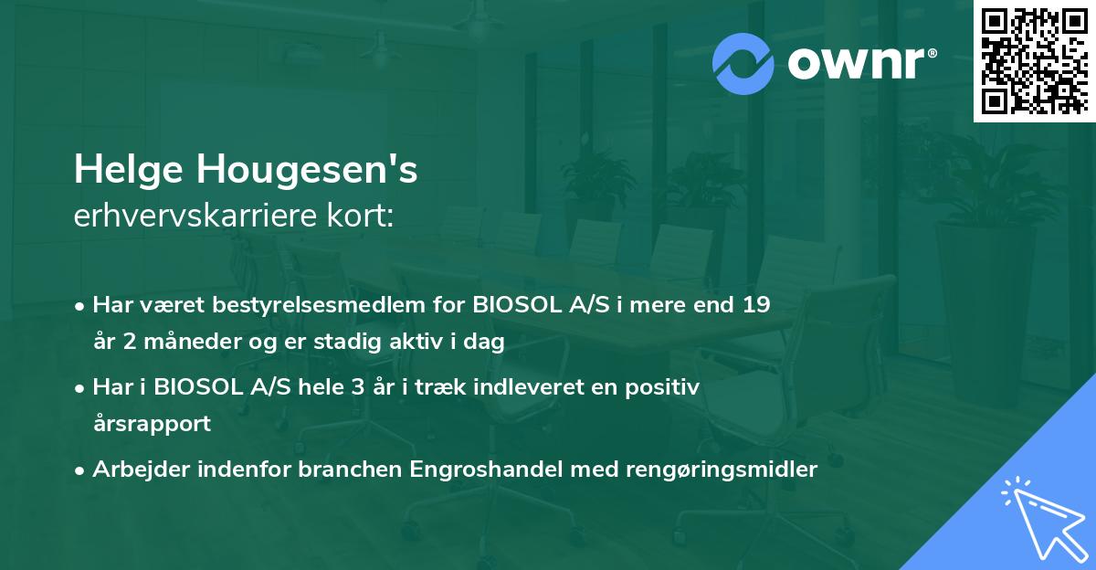 Helge Hougesen's erhvervskarriere kort