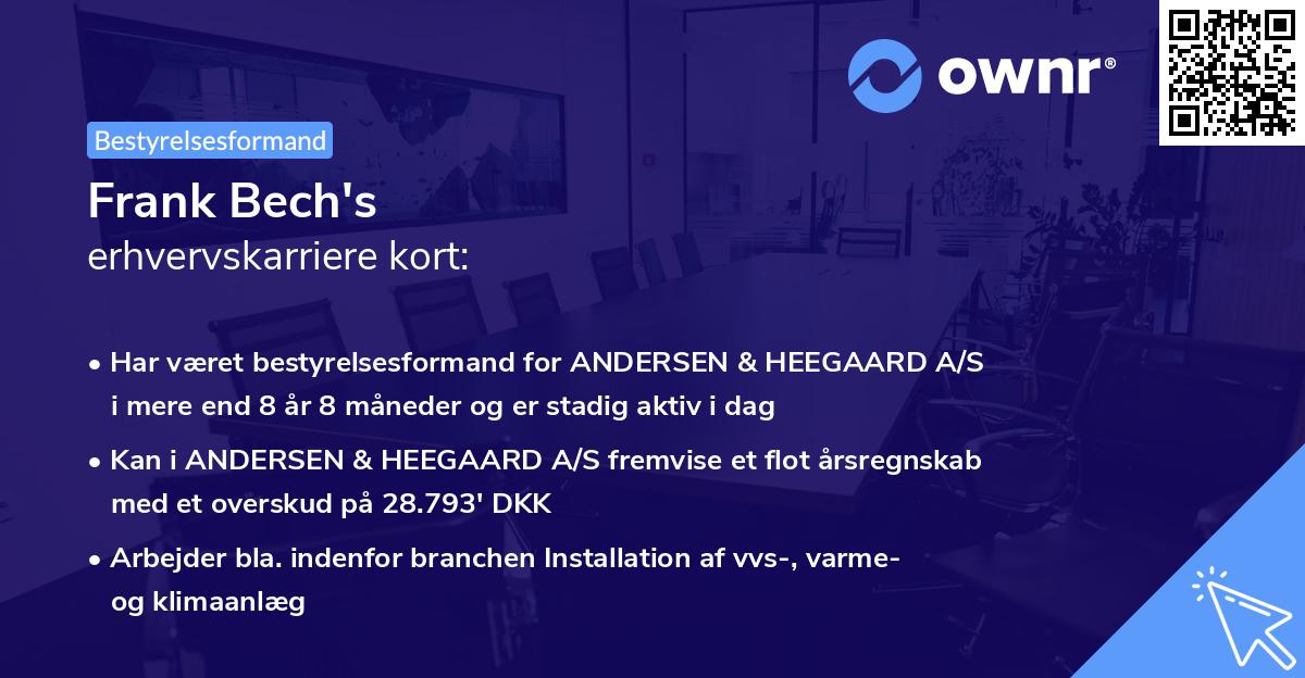 Frank Bech's erhvervskarriere kort