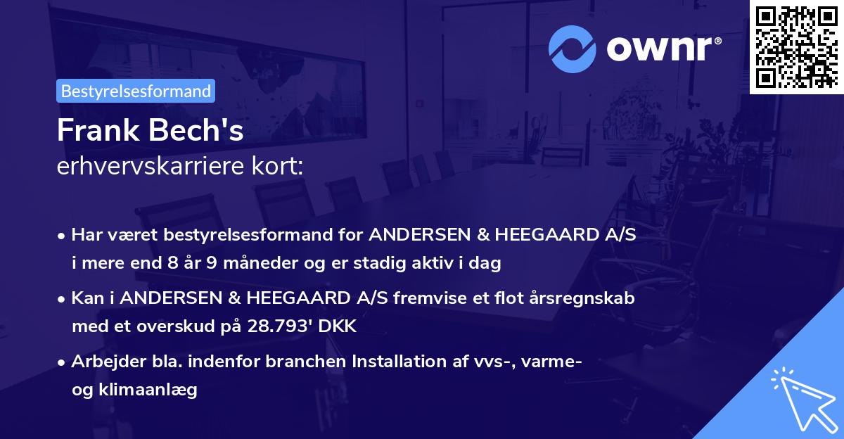 Frank Bech's erhvervskarriere kort