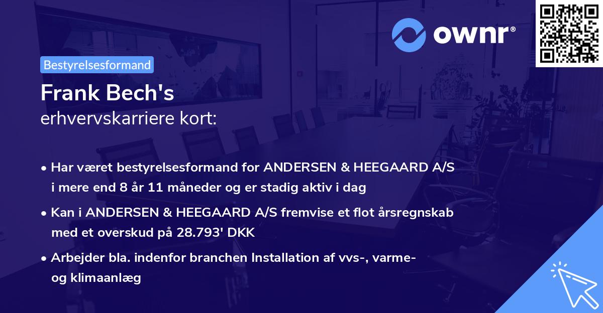 Frank Bech's erhvervskarriere kort