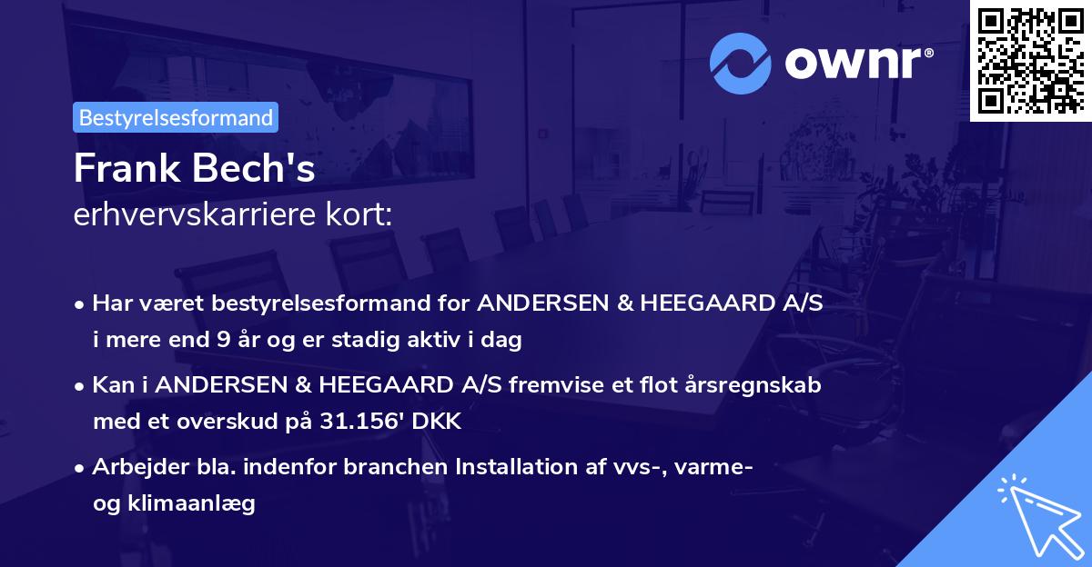 Frank Bech's erhvervskarriere kort