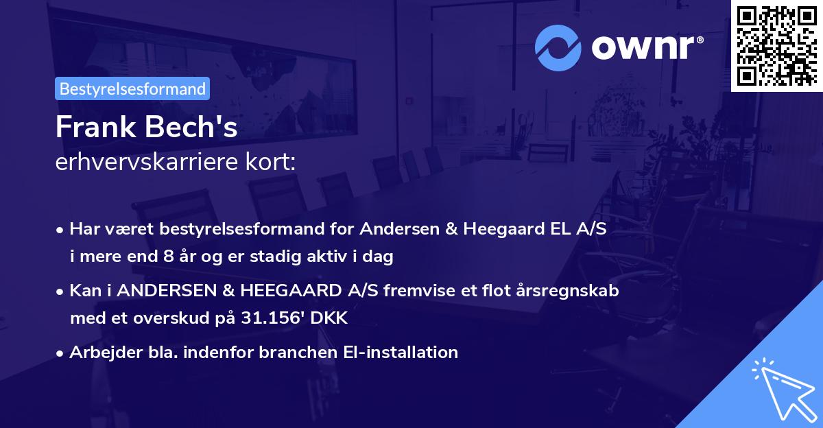 Frank Bech's erhvervskarriere kort