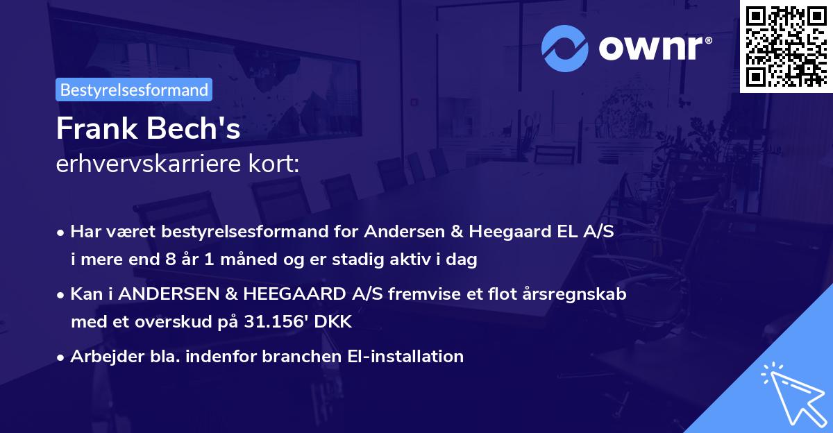Frank Bech's erhvervskarriere kort