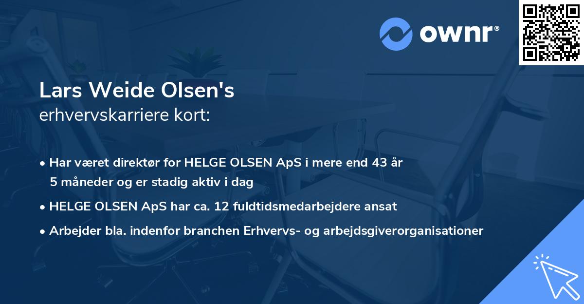 Lars Weide Olsen's erhvervskarriere kort