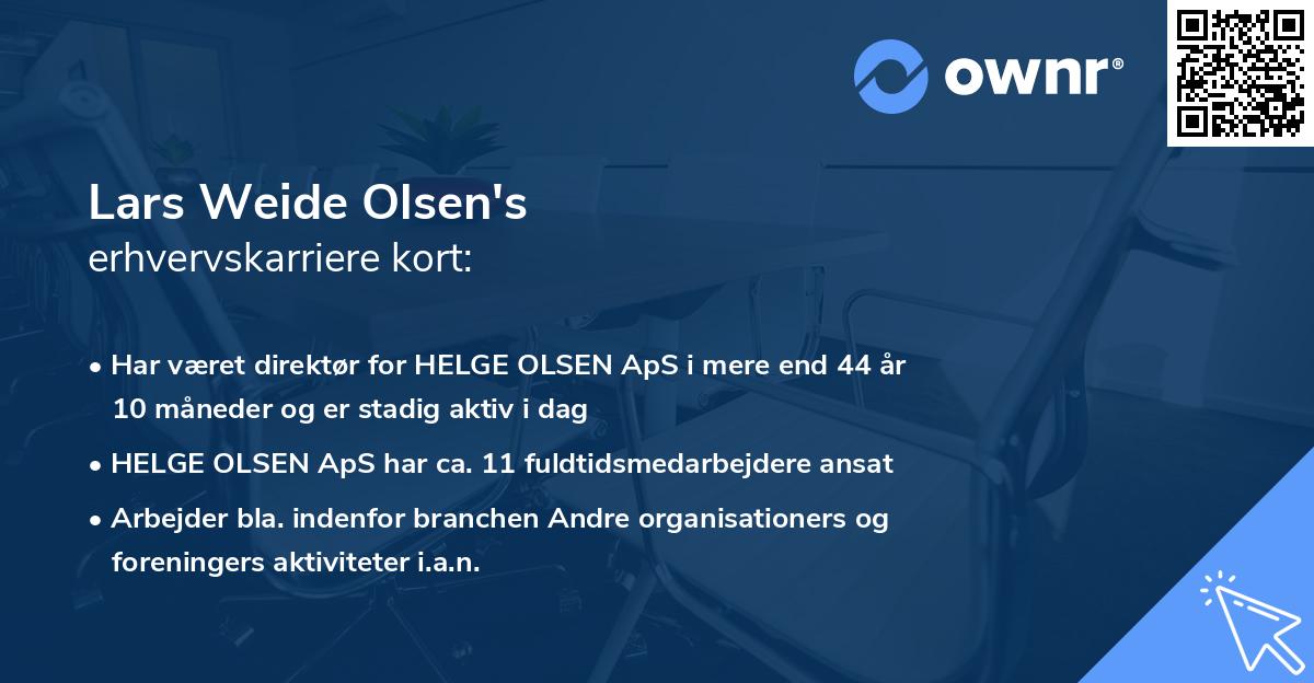 Lars Weide Olsen's erhvervskarriere kort