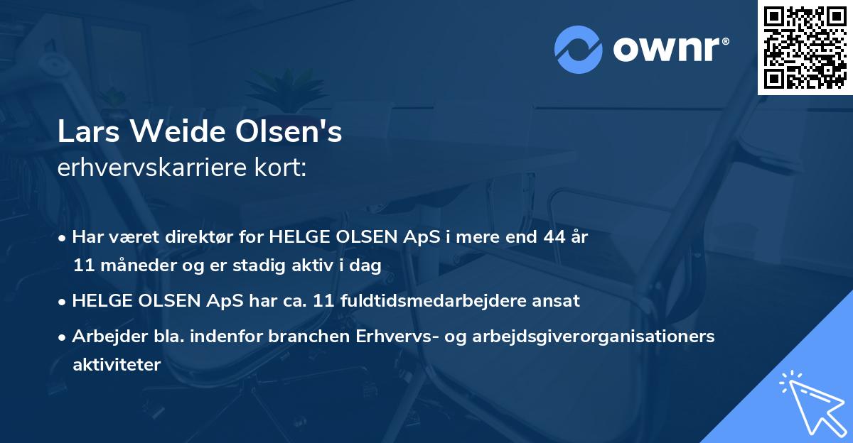 Lars Weide Olsen's erhvervskarriere kort
