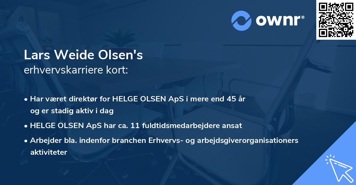 Lars Weide Olsen's erhvervskarriere kort