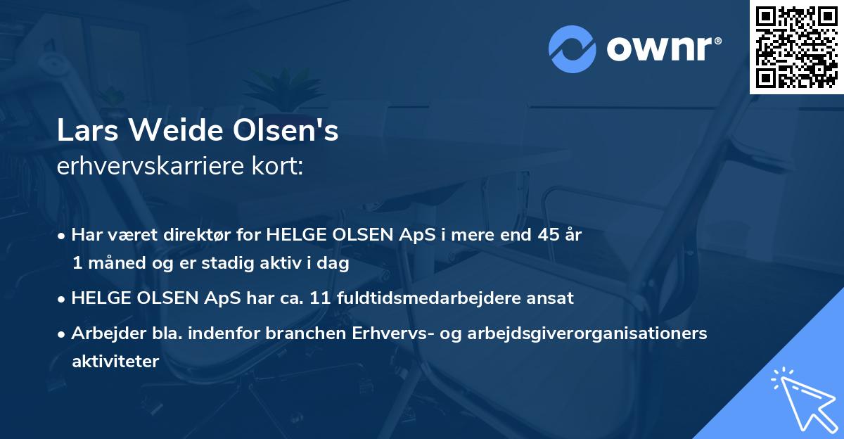 Lars Weide Olsen's erhvervskarriere kort