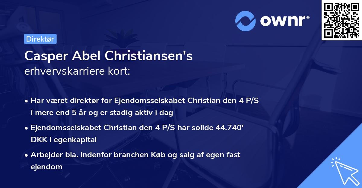 Casper Abel Christiansen's erhvervskarriere kort