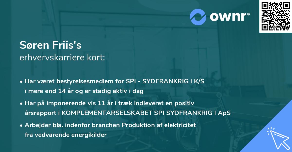 Søren Friis's erhvervskarriere kort