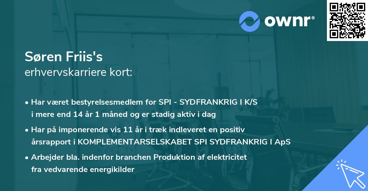 Søren Friis's erhvervskarriere kort