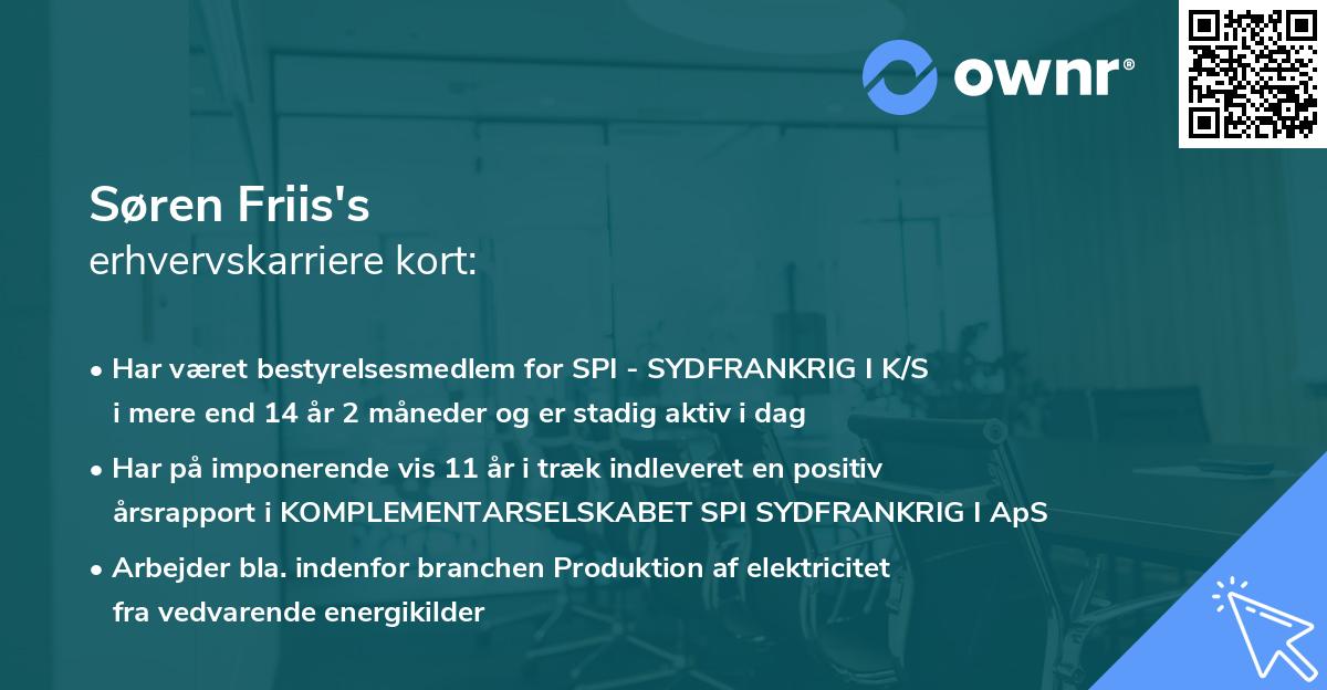 Søren Friis's erhvervskarriere kort