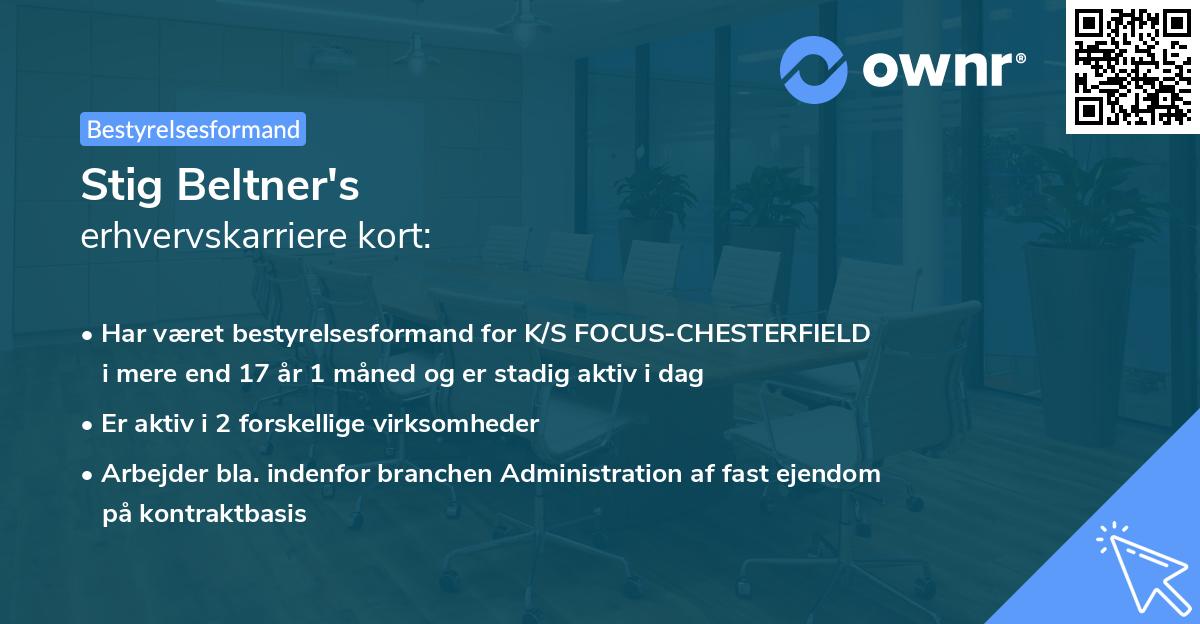 Stig Beltner's erhvervskarriere kort