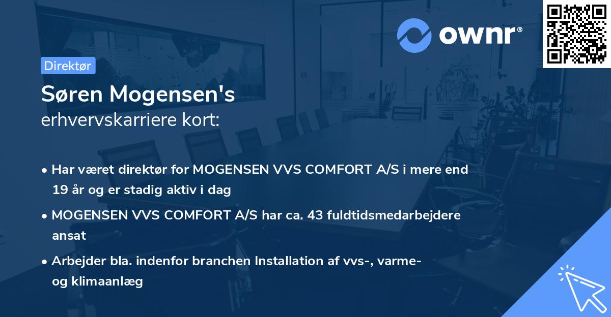 Søren Mogensen's erhvervskarriere kort