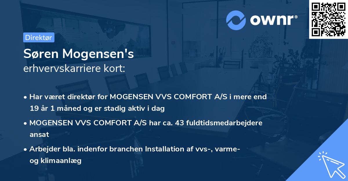 Søren Mogensen's erhvervskarriere kort