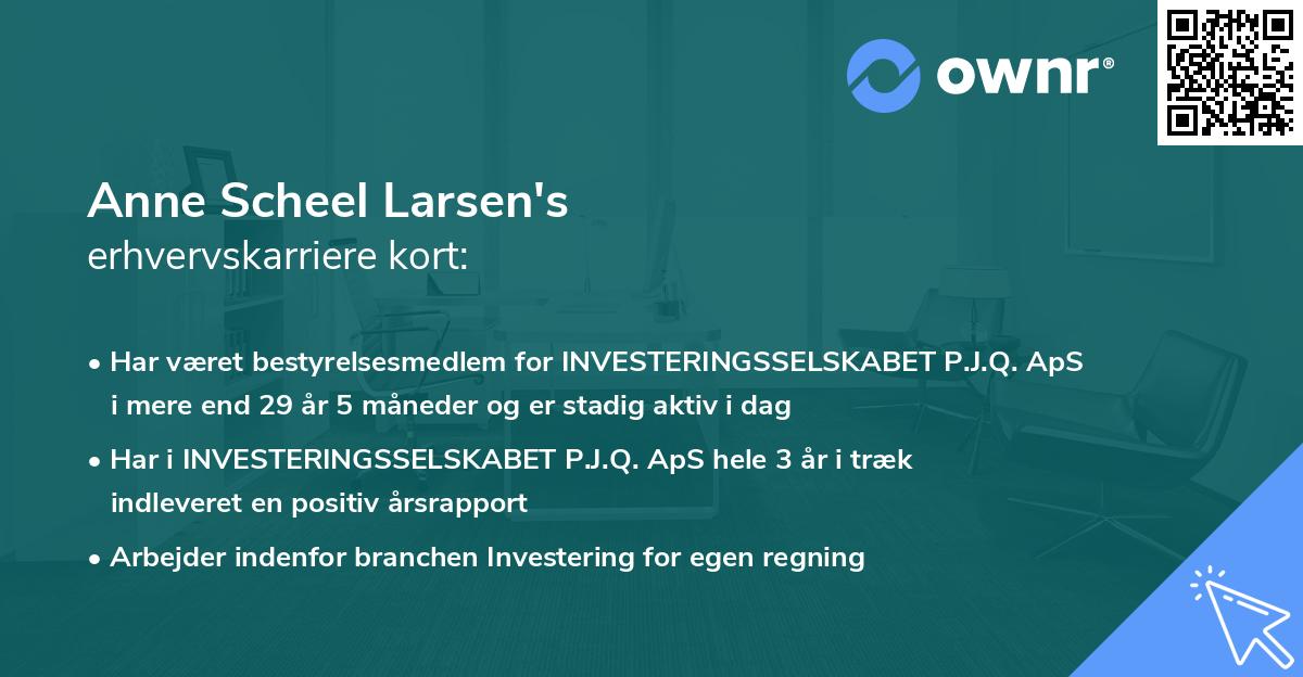 Anne Scheel Larsen's erhvervskarriere kort