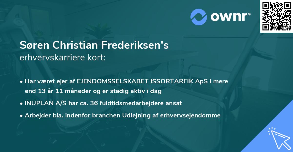 Søren Christian Frederiksen's erhvervskarriere kort