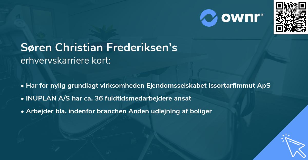 Søren Christian Frederiksen's erhvervskarriere kort