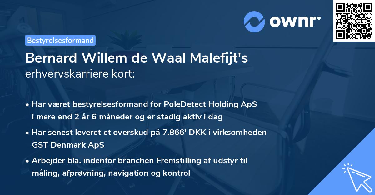 Bernard Willem de Waal Malefijt's erhvervskarriere kort