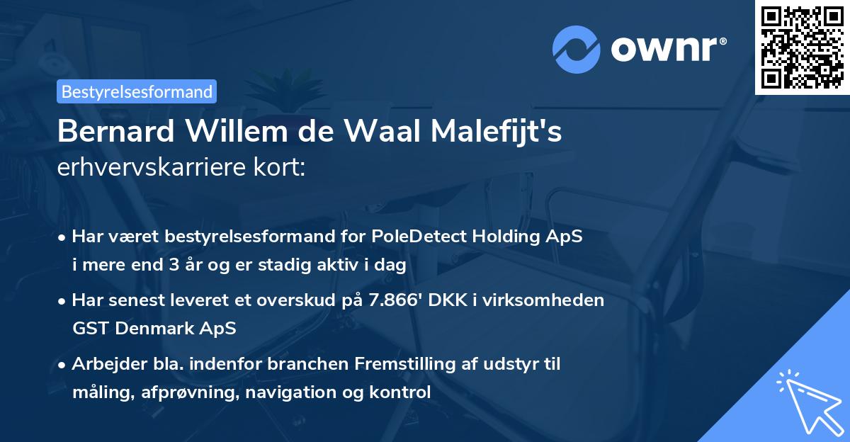 Bernard Willem de Waal Malefijt's erhvervskarriere kort