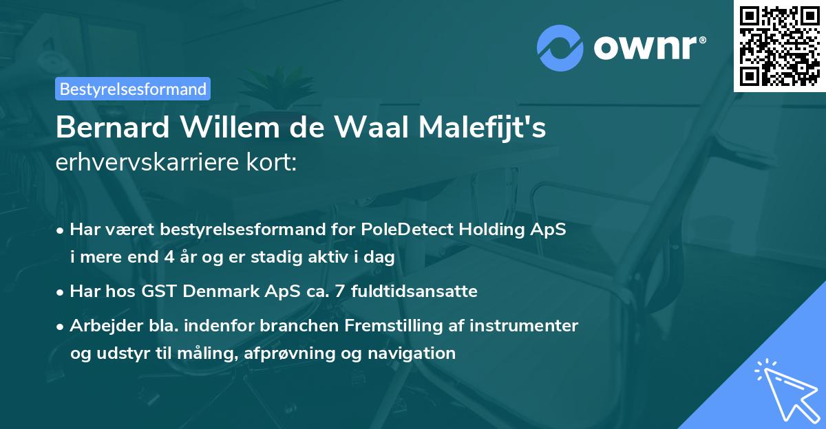 Bernard Willem de Waal Malefijt's erhvervskarriere kort