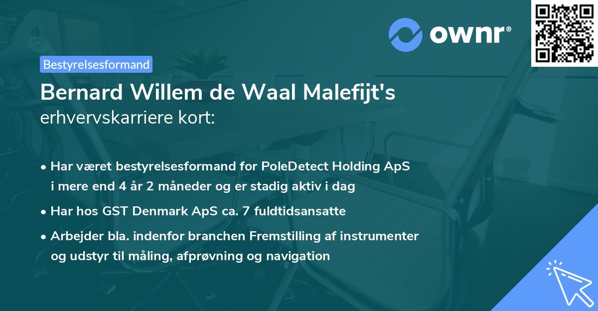 Bernard Willem de Waal Malefijt's erhvervskarriere kort