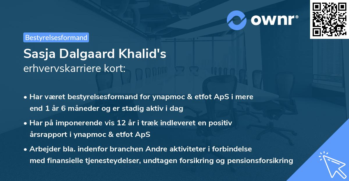 Sasja Dalgaard Khalid's erhvervskarriere kort