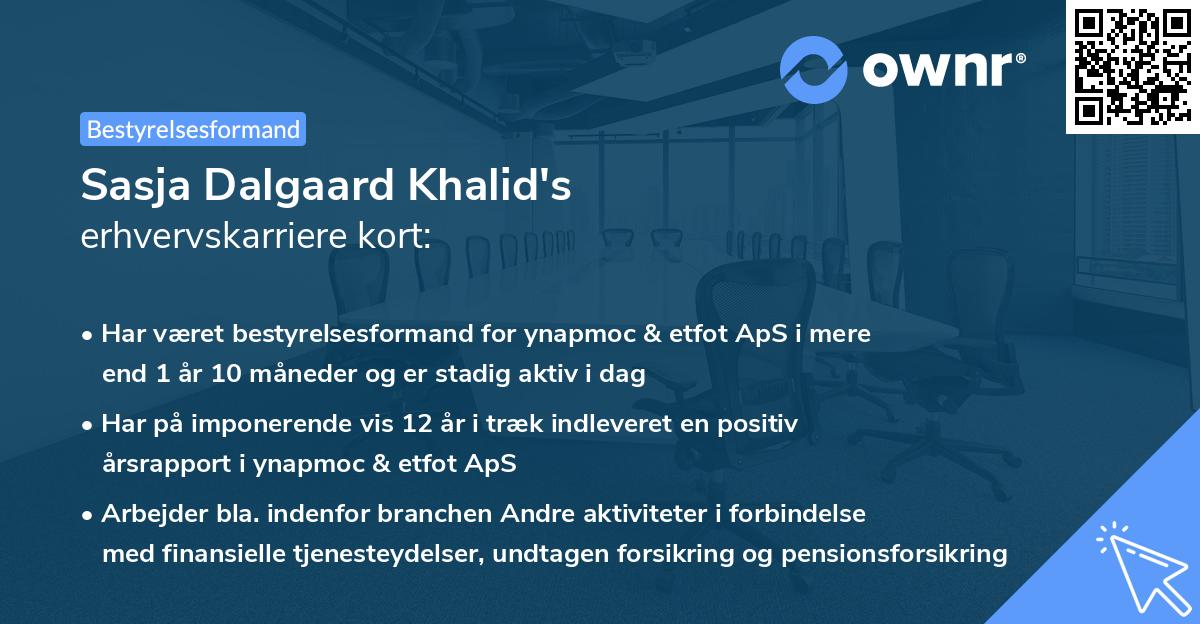 Sasja Dalgaard Khalid's erhvervskarriere kort
