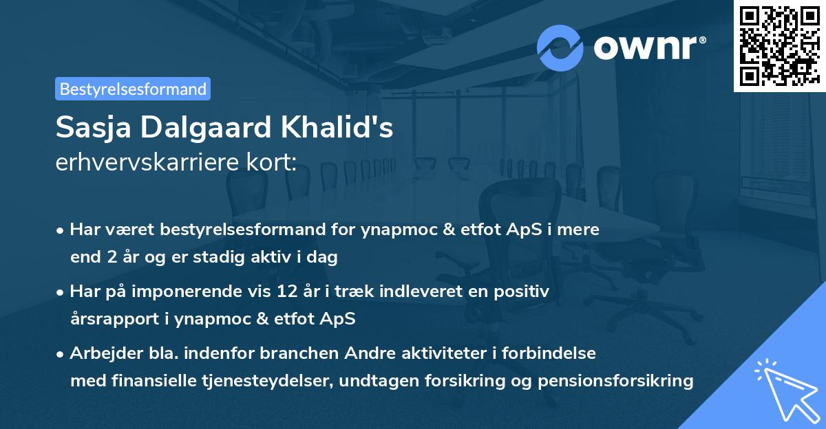 Sasja Dalgaard Khalid's erhvervskarriere kort