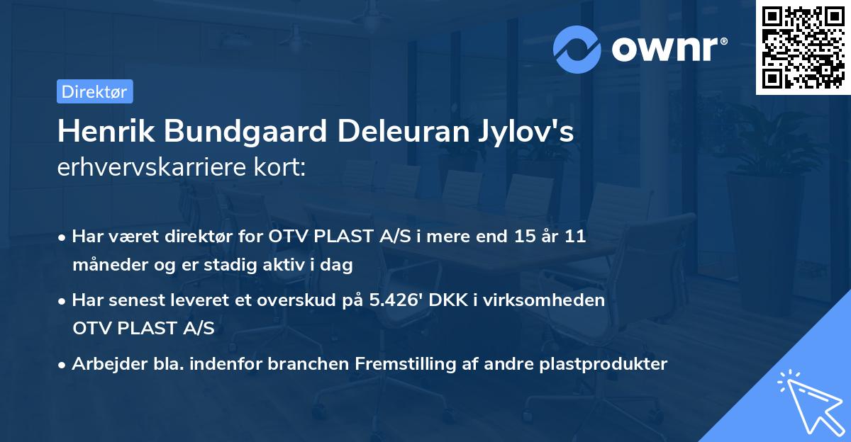 Henrik Bundgaard Deleuran Jylov's erhvervskarriere kort