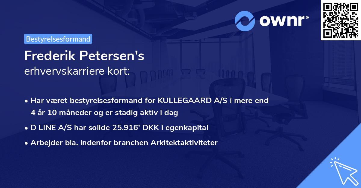 Frederik Petersen's erhvervskarriere kort