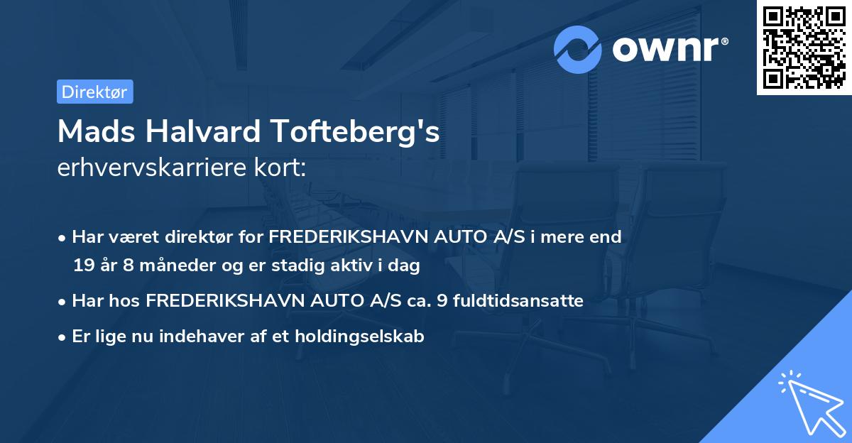 Mads Halvard Tofteberg's erhvervskarriere kort