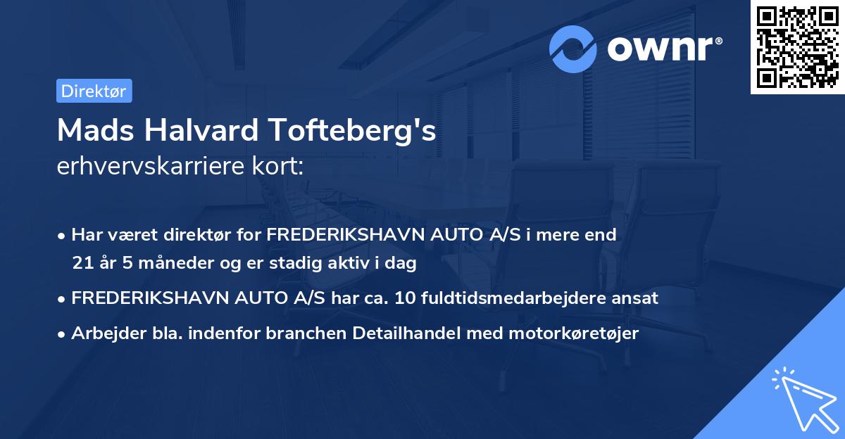 Mads Halvard Tofteberg's erhvervskarriere kort