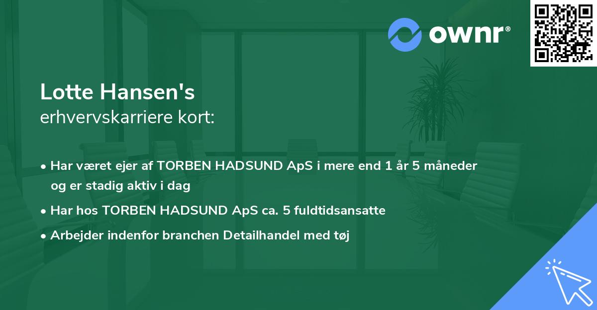 Lotte Hansen's erhvervskarriere kort